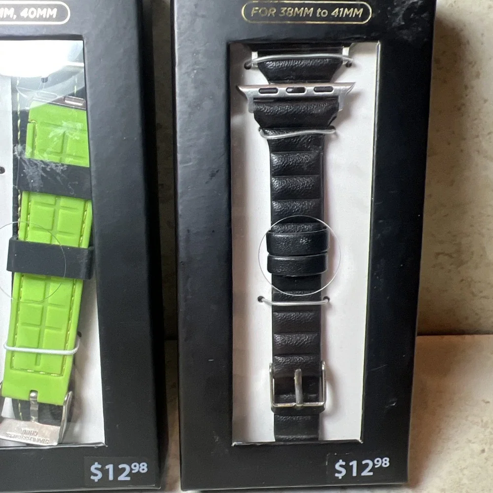 New! Lot Of 3 Watch Bands For Apple Watch (38mm To 41mm) Black Silver‎ Clasp NIB